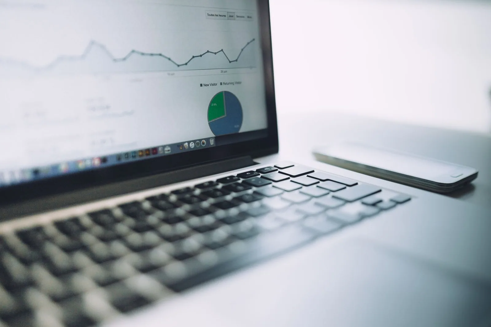 Notebook exibindo painel com gráficos e relatórios, recursos essenciais para a gestão financeira